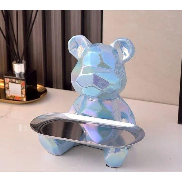 Geometric Bear Storage Sculpture – Ceramic Modern Home Decor