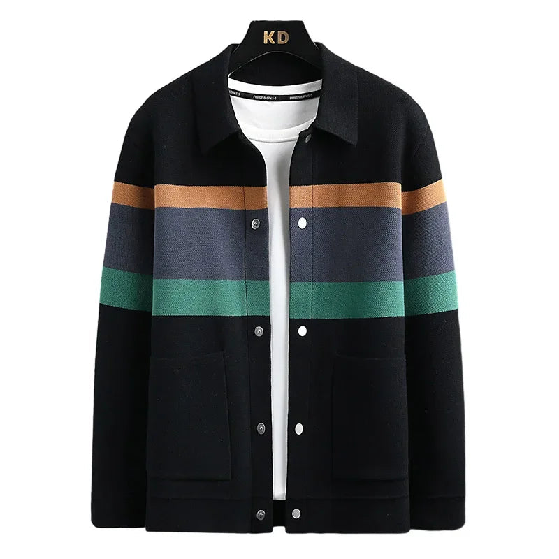 Retro Striped Varsity Knit Jacket
