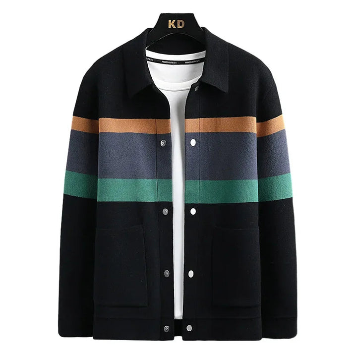 Retro Striped Varsity Knit Jacket