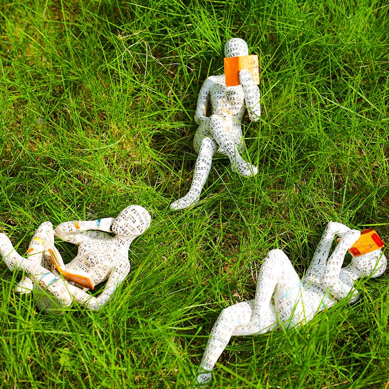 Reading Woman Sculpture Bookshelf Decor