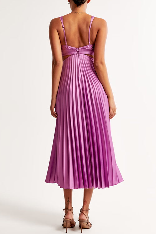 Valencia Pleated V-Neck Maxi Dress