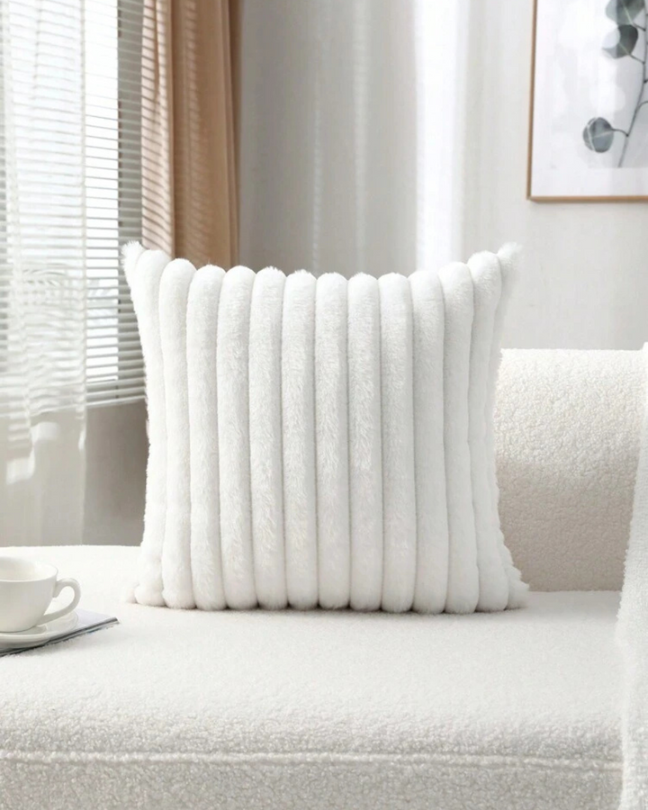 Ribbed Plush Cushion Set – Soft Velvet Sofa Pillow Covers