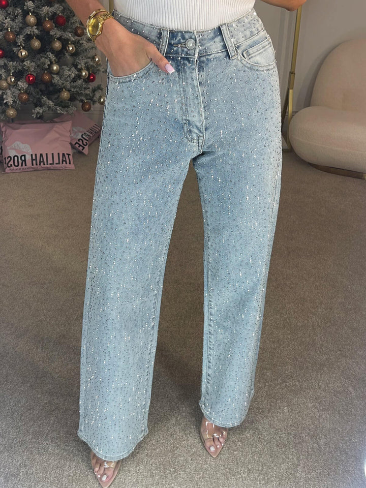 Women’s Rhinestone Straight Leg Jeans