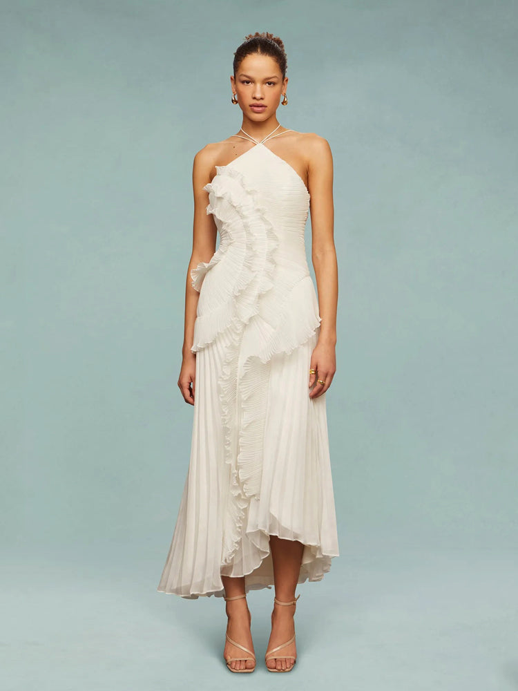 Avery One-Shoulder Pleated Maxi Dress