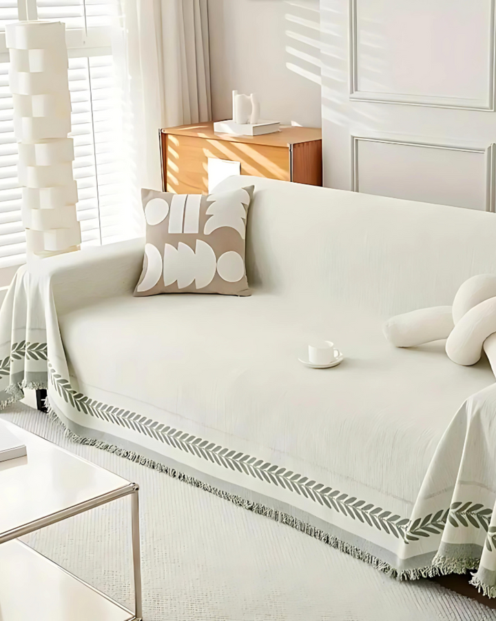 Boho Leaf Pattern Sofa Throw Cover