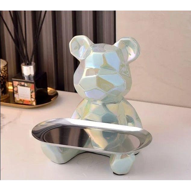 Geometric Bear Storage Sculpture – Ceramic Modern Home Decor