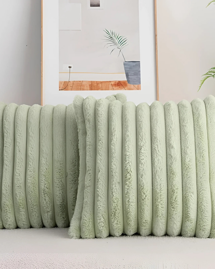 Ribbed Plush Cushion Set – Soft Velvet Sofa Pillow Covers