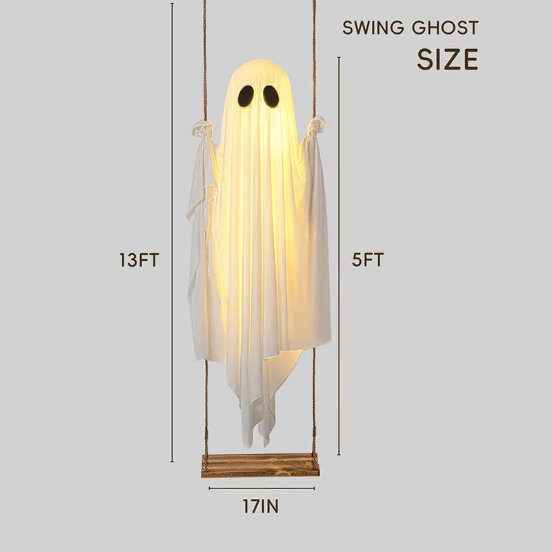 Hanging Ghost Decoration with Swing and LED Lights