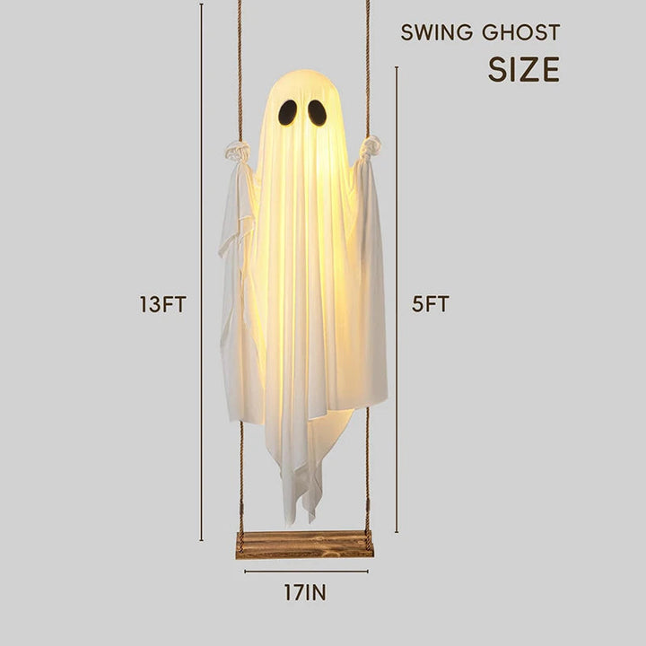 Hanging Ghost Decoration with Swing and LED Lights