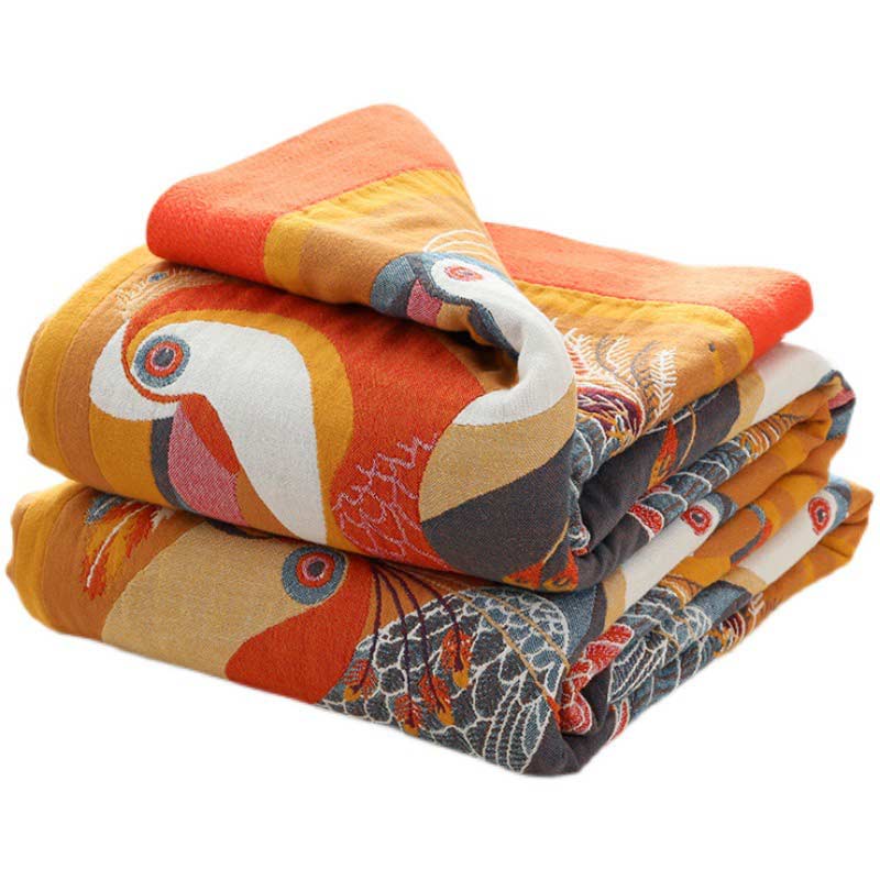 Reversible Cotton Quilt with Toucan Design