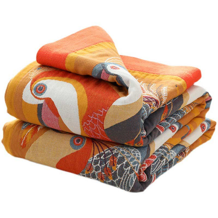 Reversible Cotton Quilt with Toucan Design