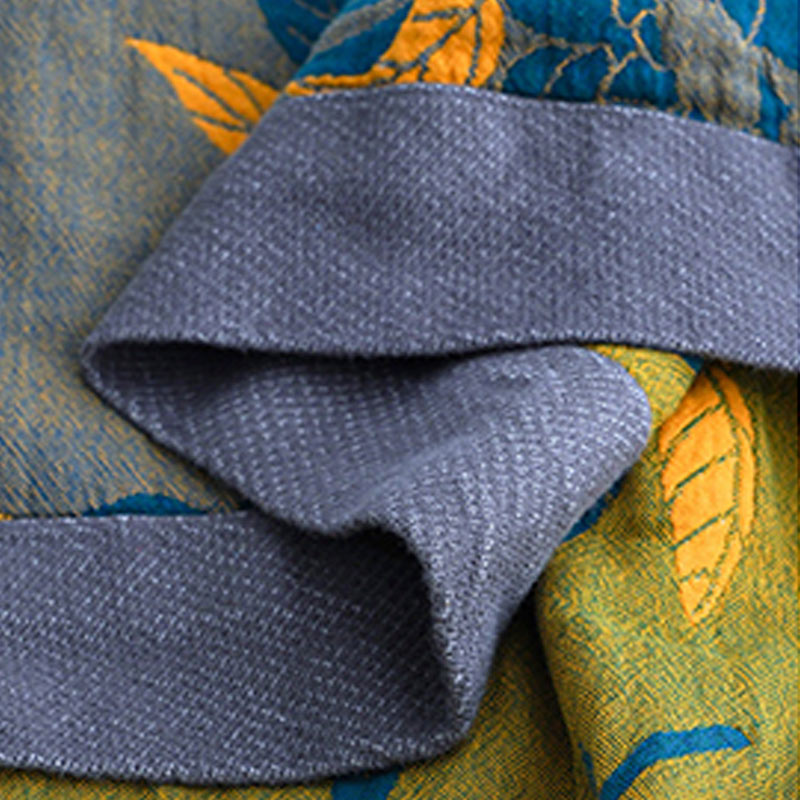 Olive Floral Cotton Woven Quilt