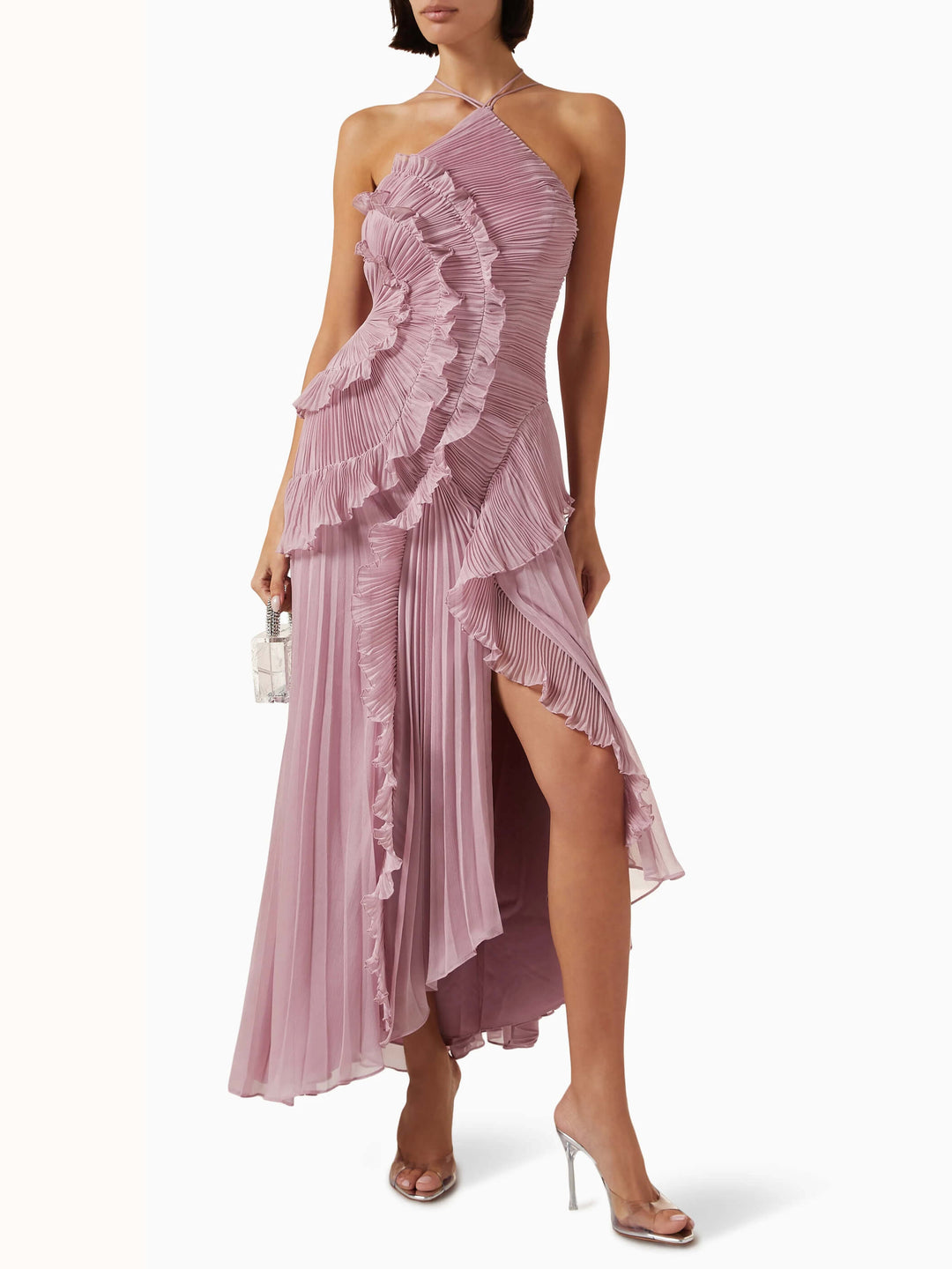 Avery One-Shoulder Pleated Maxi Dress