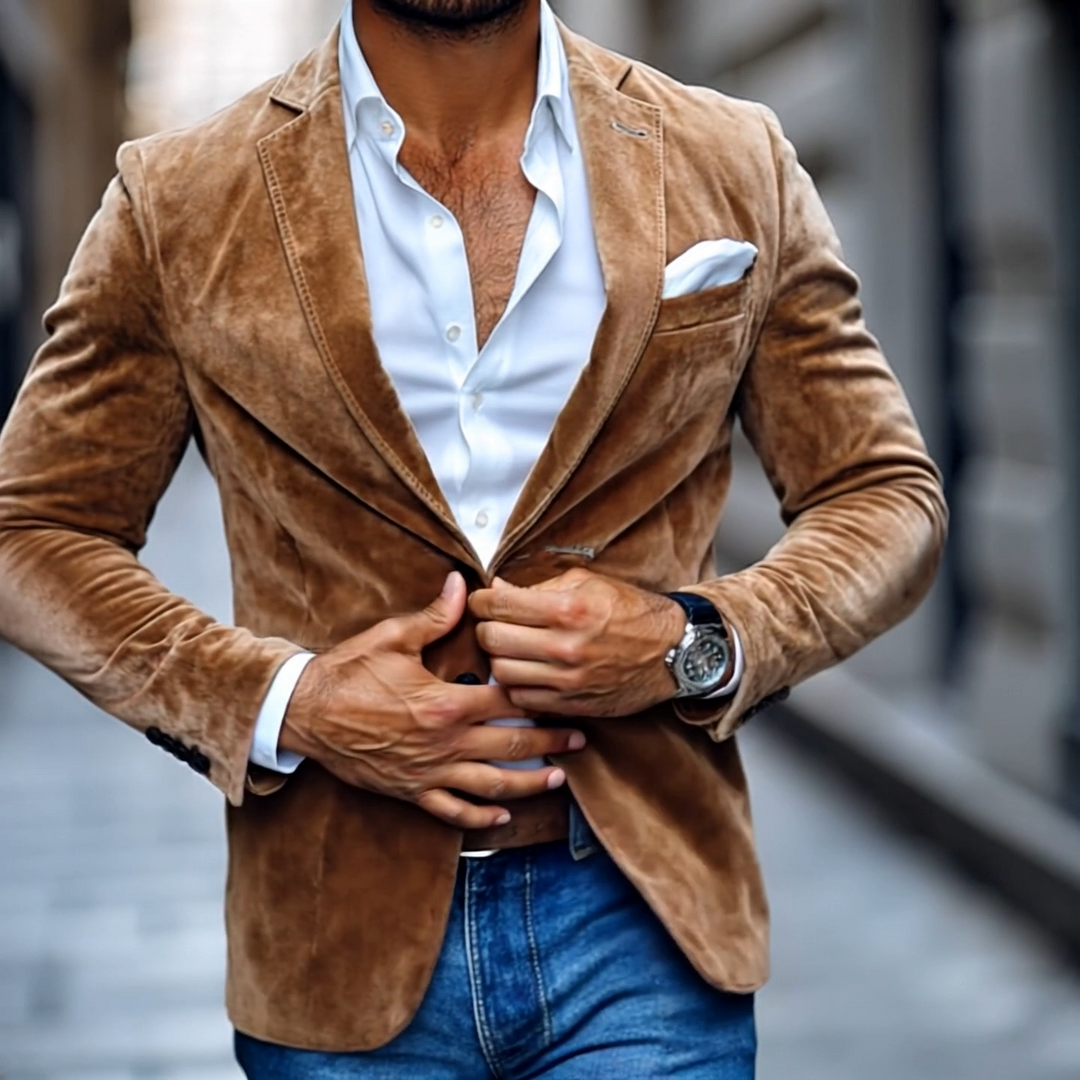 York Suede Notch Lapel Blazer