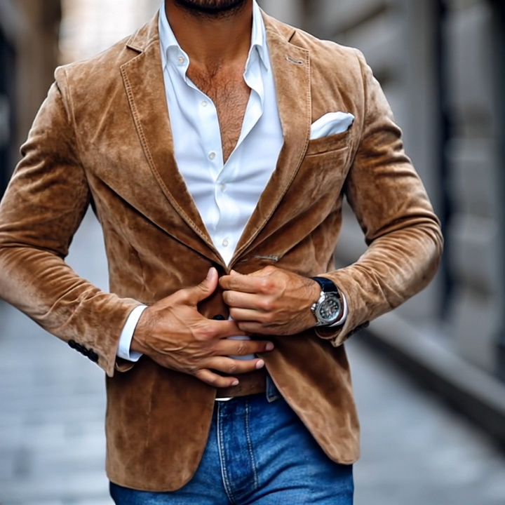 York Suede Notch Lapel Blazer