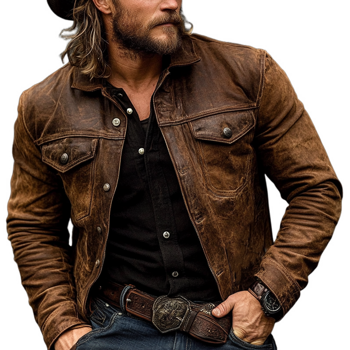 Harlow Distressed Leather Lapel Jacket