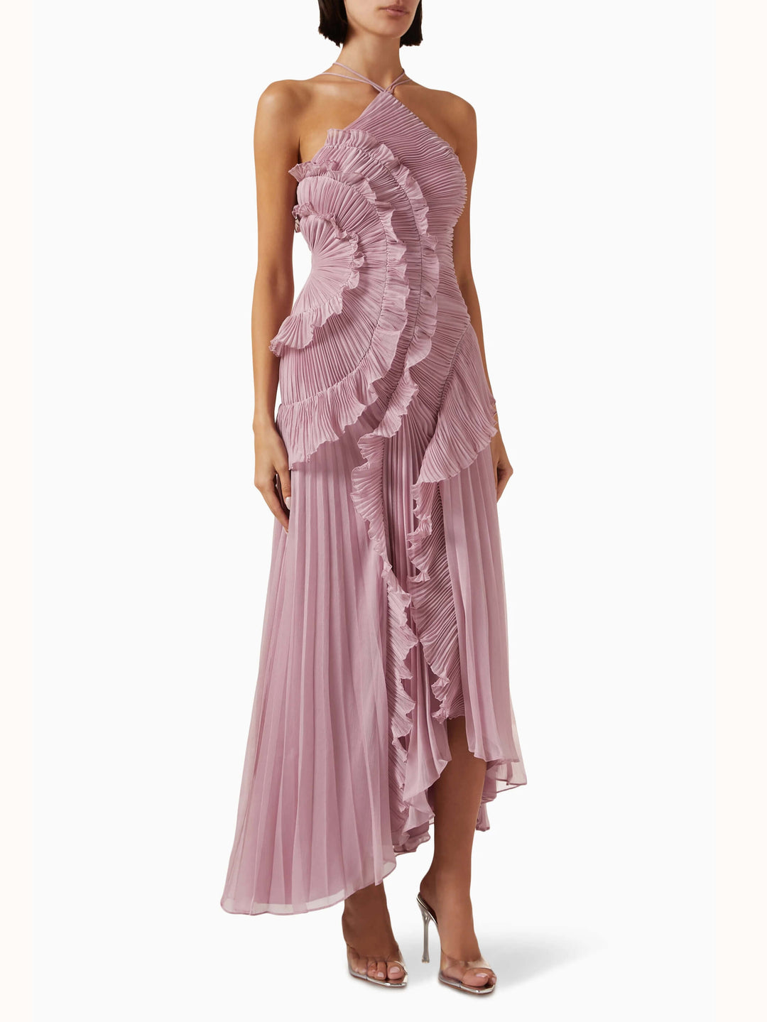 Avery One-Shoulder Pleated Maxi Dress