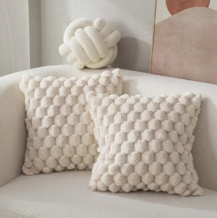 Textured Fluffy Throw Pillow Cushion