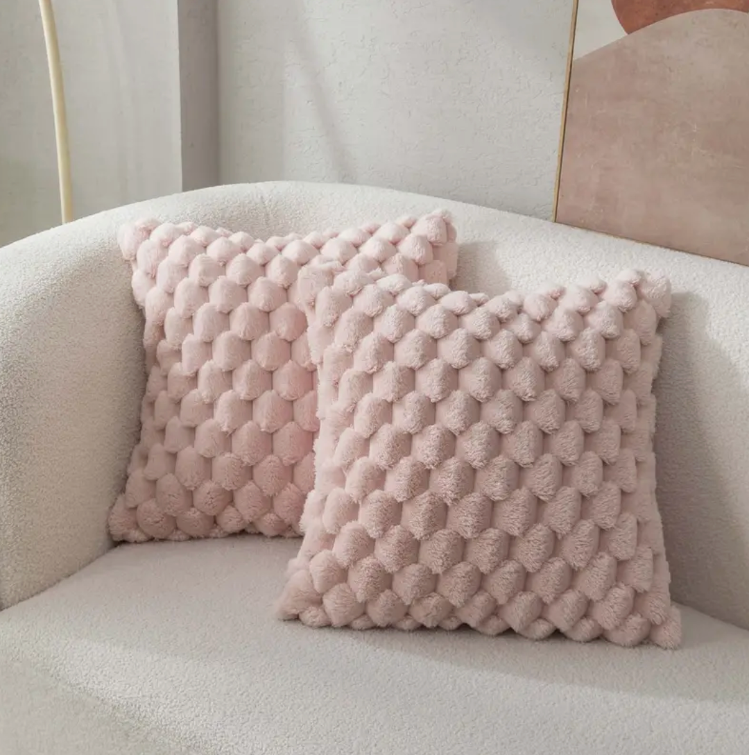 Textured Fluffy Throw Pillow Cushion