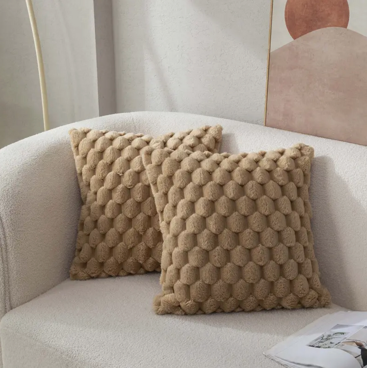 Textured Fluffy Throw Pillow Cushion