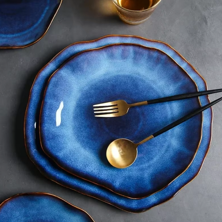 Japanese Style Indigo Ceramic Plates