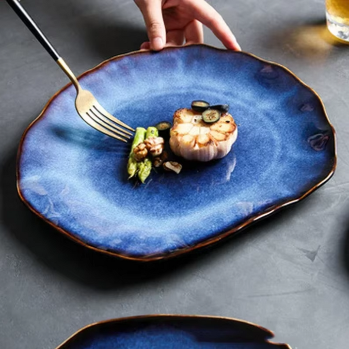 Japanese Style Indigo Ceramic Plates