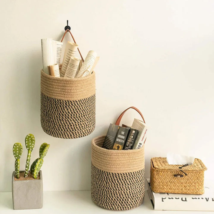 Wall Hanging Woven Storage Basket – Boho-Style Seagrass Organizer