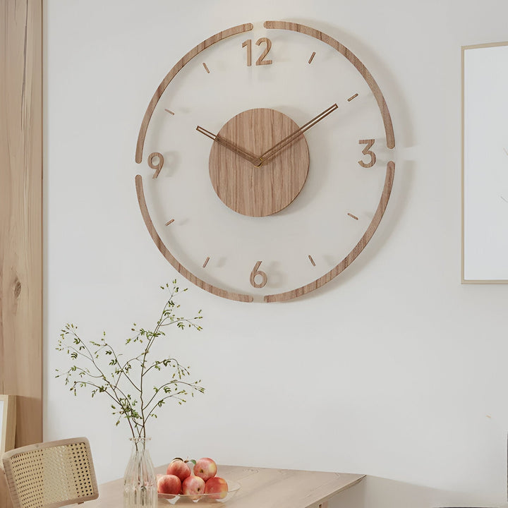 Transparent Acrylic Wall Clock – Silent Non-Ticking Wooden Design
