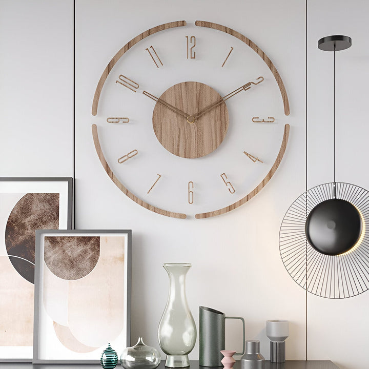 Transparent Acrylic Wall Clock – Silent Non-Ticking Wooden Design