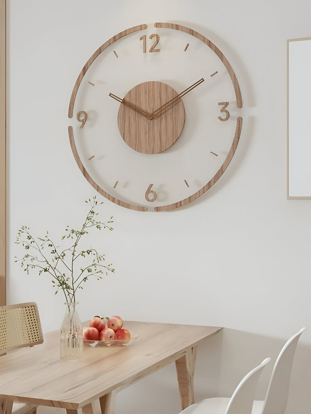 Transparent Acrylic Wall Clock – Silent Non-Ticking Wooden Design