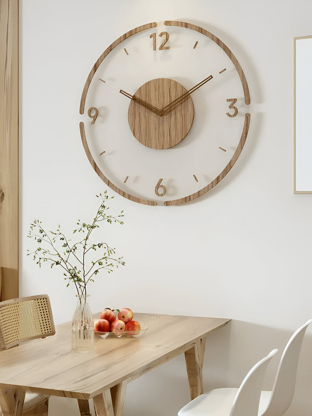 Transparent Acrylic Wall Clock – Silent Non-Ticking Wooden Design