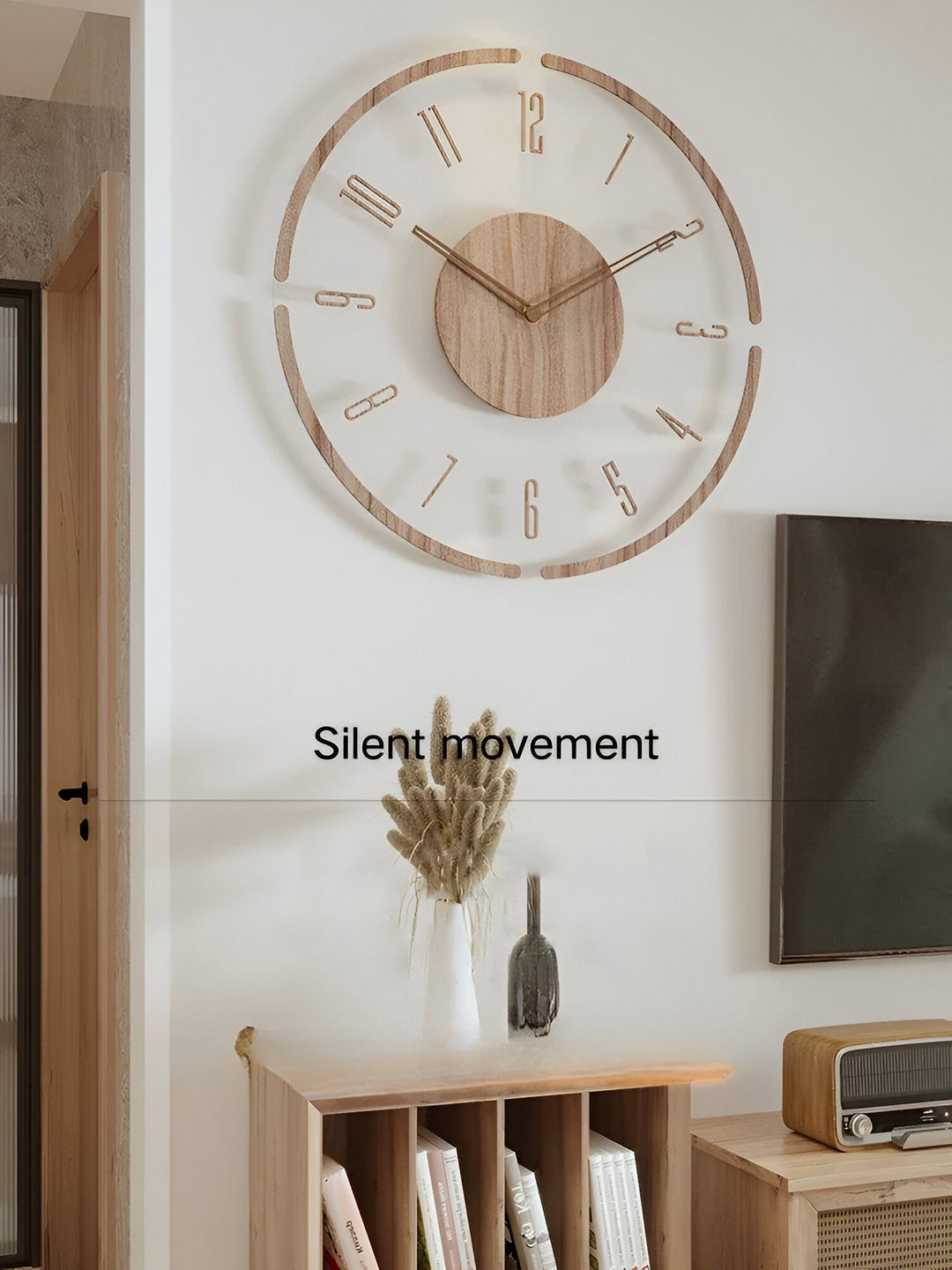 Transparent Acrylic Wall Clock – Silent Non-Ticking Wooden Design