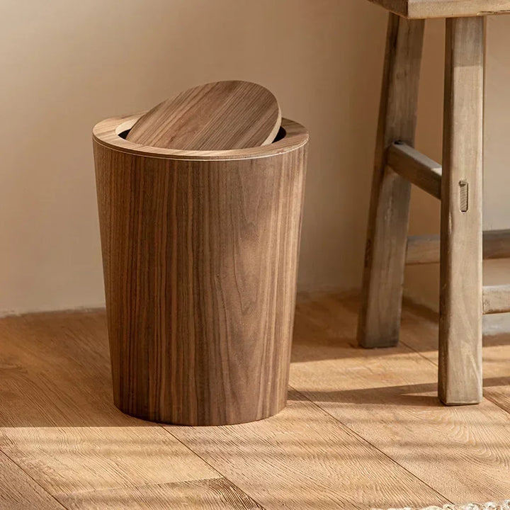 Wooden Grain Plastic Circular Bin