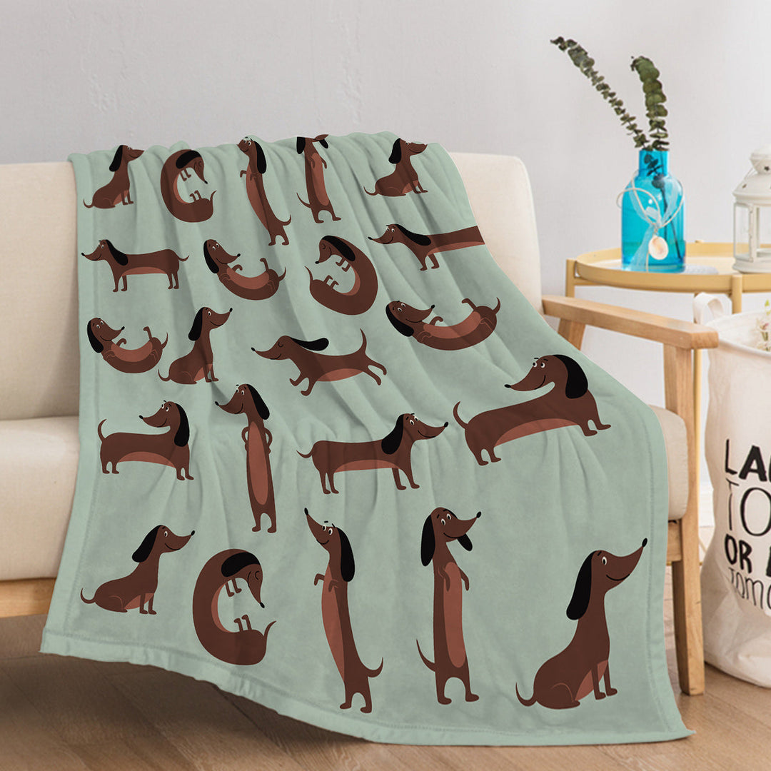 Dachshund Print Fleece Throw Blanket – Soft Flannel Plush Dog Blanket