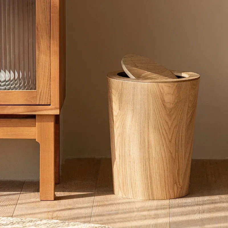 Wooden Grain Plastic Circular Bin