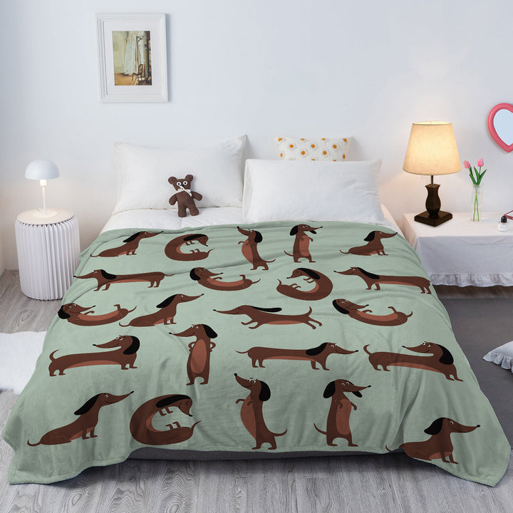 Dachshund Print Fleece Throw Blanket – Soft Flannel Plush Dog Blanket