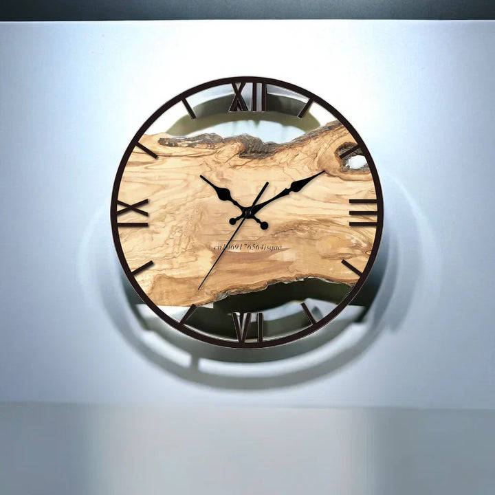 Modern Acrylic Wall Clock – Transparent Silent Timepiece with Wood Detail