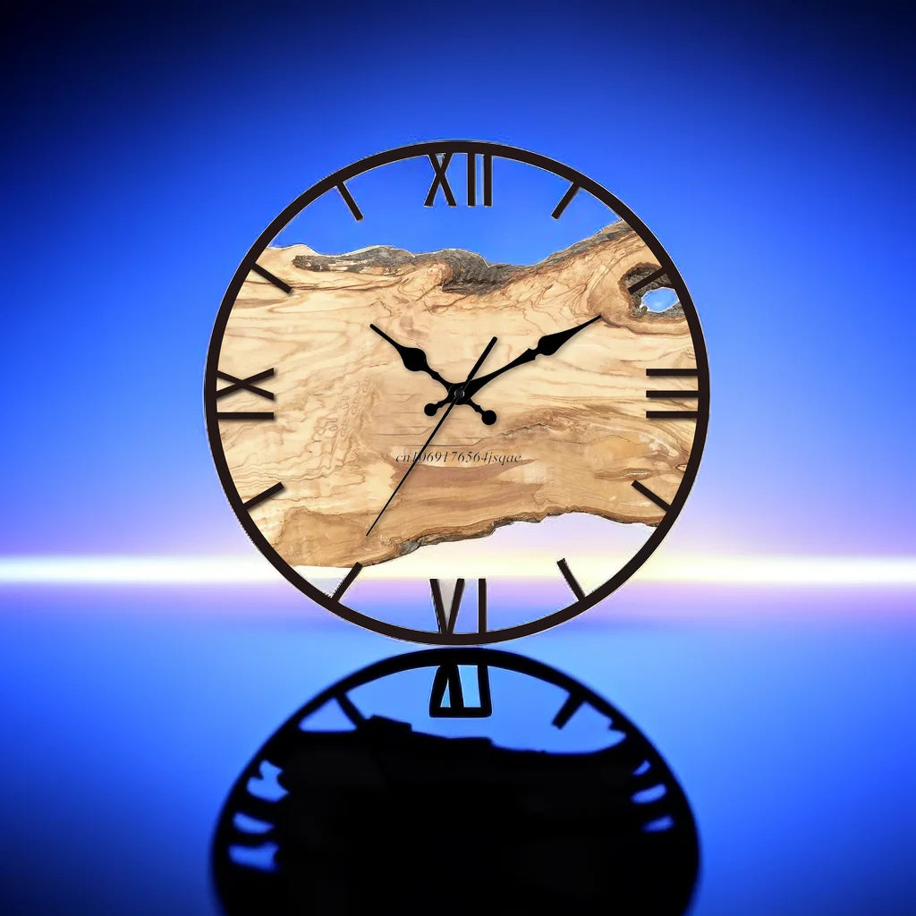 Modern Acrylic Wall Clock – Transparent Silent Timepiece with Wood Detail