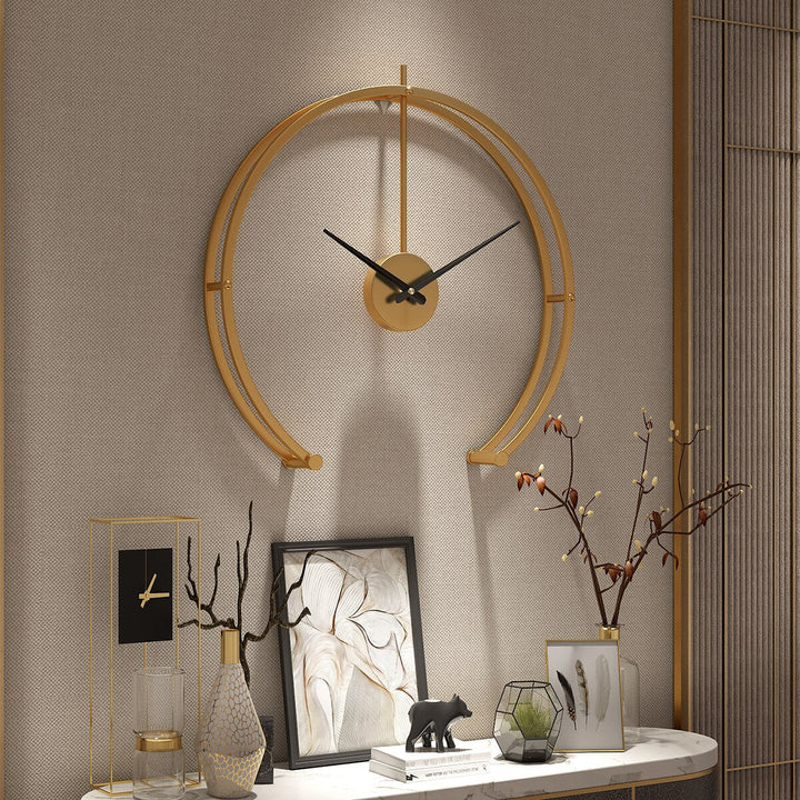 Modern Frameless Wall Clock – Minimalist Gold Metal Design