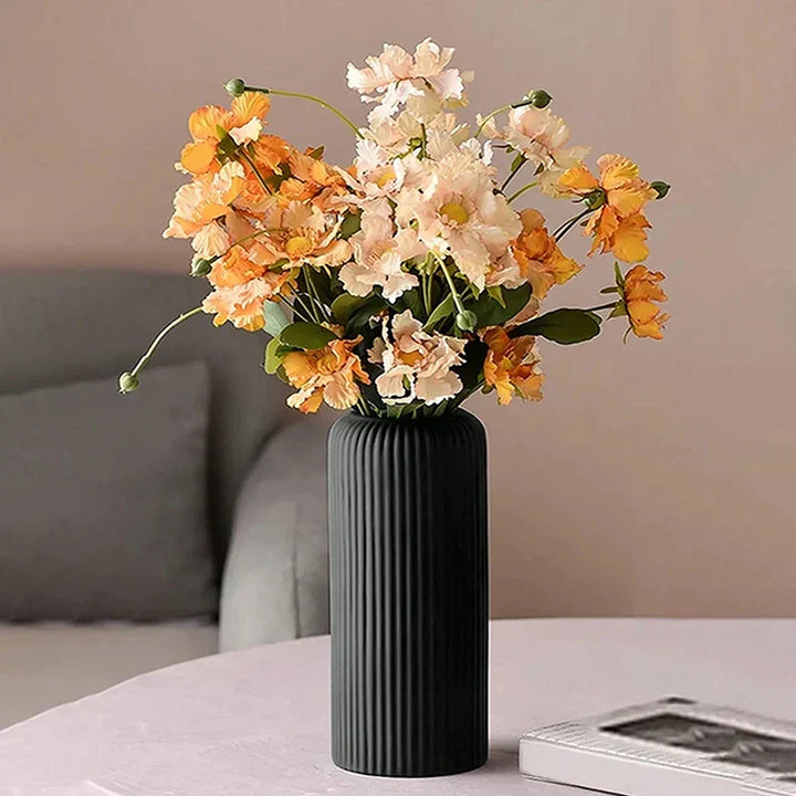 Textured Vertical Stripe Display Vase – Lightweight Decorative Flower Holder
