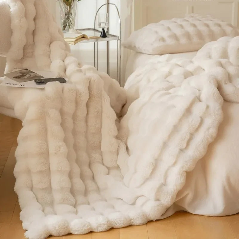 Double-Sided Faux Fur Throw Blanket