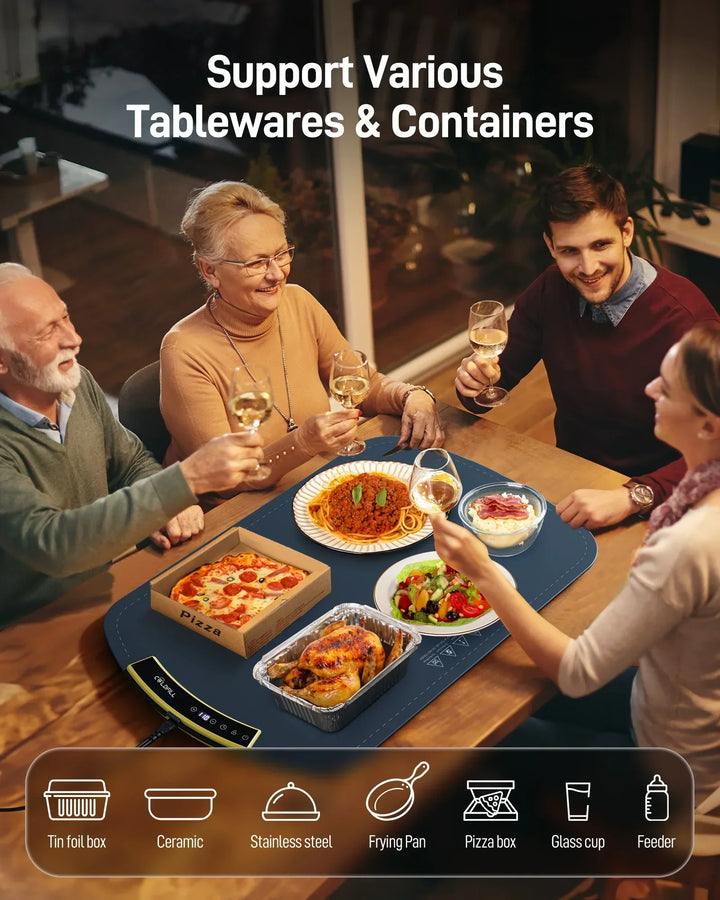 QuickHeat Foldable Table Warming Pad – 8-Setting Portable Food Warmer