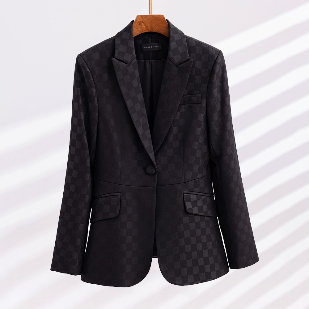 Eva Elegant Plaid Blazer - Edward Fraiser