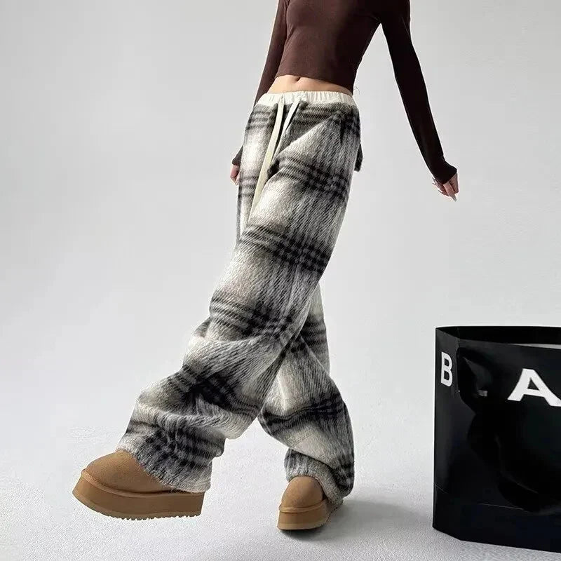 Marston Plaid Wide-Leg Pants