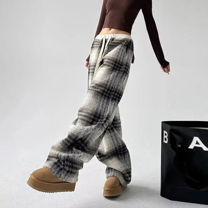 Marston Plaid Wide-Leg Pants