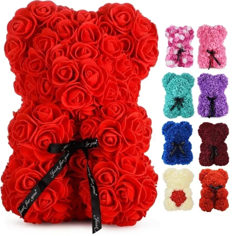 Luxury Rose Teddy Bear – Handmade Foam Rose Gift