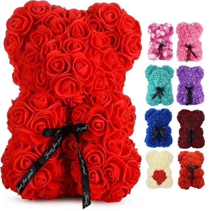Luxury Rose Teddy Bear – Handmade Foam Rose Gift