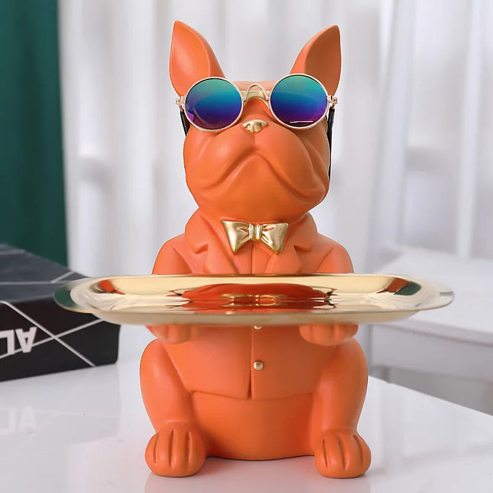 French Bulldog Resin Tray Figurine – Decorative Dog Statue for Keys, Jewelry & Home Decor