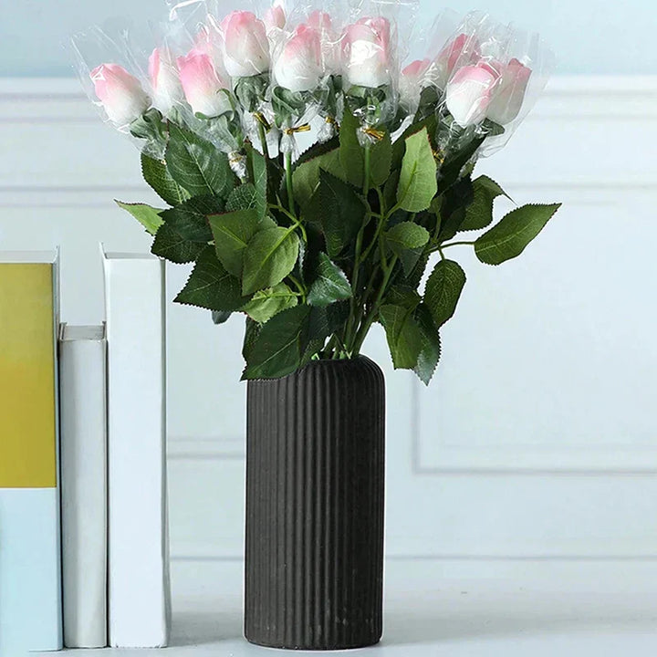 Textured Vertical Stripe Display Vase – Lightweight Decorative Flower Holder