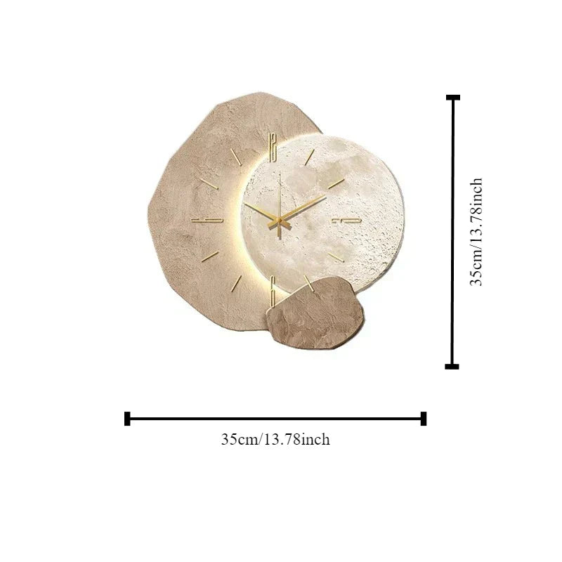 Modern Wooden Wall Clock – Sculpted LED Accent Design